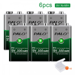 PALO 9V 6F22 300mAh Ni-mh Ni Mh laetav kandiline aku RC helikopteri mikrofoni metallidetektorile 9 V kroon