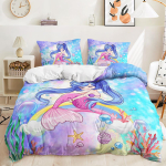 3D Merineitsi voodipesukomplekt t&uuml;drukute tuppa Fantaasiaprinteriga tekikott ja padjap&uuml;&uuml;r 2/3 t&uuml;kki DE155 * 200 t&auml;issuuruses kiiresti kuivav kodukaunistus Baby 100x135cm blue