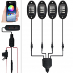 4/6/8 &uuml;hes RGB LED kivivalgustid Bluetooth-&uuml;hilduv rakenduse juhtimine muusika s&uuml;nkroniseerimine auto &scaron;assii valgustus p&otilde;hjavalgustus veekindlad neoonvalgustid 4 IN 1