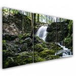 Kolmeosalise pildiga l&otilde;uenditr&uuml;kk Waterfall Forest Rock 60x40 roheline