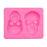 2 ruudustikuga Halloweeni pealuu kujuga silikoonist koogivormi &scaron;okolaadifondant k&uuml;psetust&ouml;&ouml;riist roosa