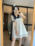 2023. aasta uus t&uuml;drukute merev&auml;e kaelusega meremehekleit Jaapani Lolita Sweet Bowknot Kawaii Tie JK koolivormi kleit S valge