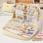 Suure mahutavusega Kawaii pliiatsi&uuml;mbris kosmeetikakott Armas l&otilde;uendist pliiatsi kott korea keel t&uuml;drukute koolitarvete kirjatarbed valge