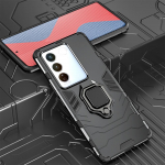 KEYSION p&otilde;rutuskindel soomus&uuml;mbris VIVO V27 5G V27e silikoon+PC metallist r&otilde;ngastatiivile telefoni tagakaas VIVO V25 5G V25e V27 Y36 5G jaoks for VIVO V27 punane