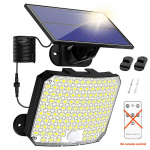 Solar Outdoor 118LED Ultra Bright liikumisandur p&auml;ikeseenergia suure v&otilde;imsusega aia seinalamp IP65 veekindel 4 t&ouml;&ouml;režiimi t&auml;navavalgusti aiamaastiku lamp 210 LED