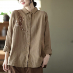Johnature naiste vintage allak&auml;iva kraega s&auml;rgid Topid tikandid Lillelised &uuml;hev&auml;rvilised pluusid S&uuml;gisn&ouml;&ouml;biga s&auml;rgid One Size khaki