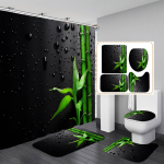 4 tk Zen Green Bamboo Buddha seeria du&scaron;ikardinate komplektid vannitoa jaoks libisemiskindlad vannitoavaibad kaas WC kate vannimatt gray