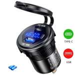 45w Type-c Pd 18w Qc3.0 Usb autolaadija pesa 12v 24v kiirlaadimise voltmeeterl&uuml;liti sulamist kest auto veoauto paadi Rv bussi mootorile NO Wire sinine