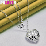 925 Sterling h&otilde;bedane &otilde;&otilde;nes armastuse pall 18 tolli keti ripatsiga kaelakee ehted 45cm