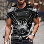 Automootori disain 3D Prindiga Meeste T-s&auml;rgid Suvised pol&uuml;ester O-kaelusega l&uuml;hikeste varrukatega Suures suuruses vabaaja hiphop Harajuku lahtised topid 6XL L