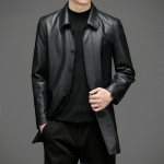 &Scaron;ikk ehtsast nahast mantel Meeste riided Talvine uus paks soe jope vabaaja suur meeste trench F M