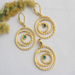 Roheline tsirkoon kollane kullatud ripatsk&otilde;rvar&otilde;ngas 925 sterling h&otilde;bedast k&auml;sitsi valmistatud ehted kuld/kollane