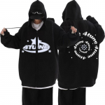 4Tune Graafiline T&otilde;mblukuga kapuuts Unisex Mood vabaaja dressipluus Y2k Mantel Mehed Naised American Street Hip Hop Suure t&otilde;mblukuga jope M