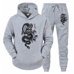Dragon Print Meeste dressikomplekt vabaaja kapuuts + p&uuml;ksid 2tk Komplektid Kevadtalv Mood Dressip Suur Pullover Meeste R&otilde;ivad L