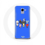 &Uuml;mbris Samsung Galaxy A8 2018 BTS BT21 Tata Chimmy Cooky Rj Koya Shooky And Mang Play Music jaoks sinine taust