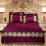 Luksuslik paksu sametist tepitud voodikate Talvine kiire soe pl&uuml;&uuml;s voodi seelik King Double Size voodikate ilma padjap&uuml;&uuml;rita 1pc skirt 150x200cm