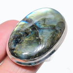 Natural Labradorite Gemstone Handmade 925 Sterling Silver Ring Size 8 a9a21