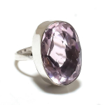 Natural Pink Kunzite Gemstone Handmade 925 Sterling Silver Ring Size 9.5 n2m47