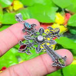 Natural Mozambique Garnet,Citrine Stone 925 Sterling Silver Pendant 2.68 m6y09