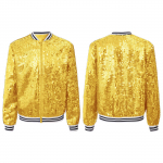 Laste t&uuml;drukute litritega jakk pikkade varrukatega lukuga peoga Glitter Bomber jope s&auml;delev v&auml;lir&otilde;ivas 5-6 Years kuld