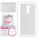 apgo kaitsev nahakleebis tagak&uuml;ljele, mis &uuml;hildub Xiaomi Redmi Note 8 Pro-ga, &uuml;mbriskile, foolium, vin&uuml;&uuml;l &ndash; mustriga l&auml;bipaistev s&uuml;sinik