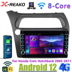 Android CarPlay autoraadio multimeediumipleier Honda Civicu luukp&auml;raga 2005 2006 2007-2011 Android Auto GPS 2din autoraadio 6+128+AHD
