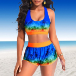 Naiste &otilde;lapaeltega ujumistrikoo kuum ja v&uuml;rtsikas mustriga bikiinid, tankiinid S sinine