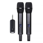 Juhtmeta mikrofonis&uuml;steem koos k&auml;simikrofoniga professionaalsete d&uuml;naamiliste mikrofonidega kodukinodele 1 Receiver and 2 Microphone must