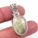 Looduslik Prehniidi Gemstone 925 Tahke Sterling H&otilde;bedast Ehted Ripats 1.50'' m6N26