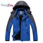 Cozy Up Meeste Tuulet&otilde;ke Plus Paksud soojad Tuulekindlad Karusnahast mantlid Kapuutsiga jakid Talvejoped L punane