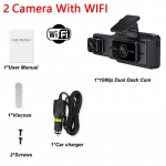 Uus 3 kanaliga WiFi armatuurkaamera autode kaamerale Black Box 1080P videosalvesti tahavaatekaamera s&otilde;idukite autode DVR-i autotarvikutele 2 Lens camera