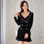 Naiste Korea stiilis must &otilde;htukleit l&auml;ikivad litrid &otilde;hukesed ballikleidid kevadriided S must