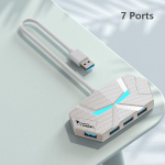 4-&uuml;hes USB 3.0 jaotur 4 porti / 7 pordi mitme jaoturi adapteriga USB dokkimisjaam kiire s&uuml;learvuti jaoks