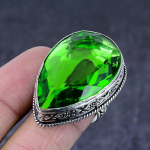 Peridot Gemstone Handmade 925 Steling Silver Gift Jewelry Ring Size 9 s8a98