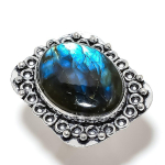 Natural Labradorite Gemstone Handmade 925 Sterling Silver Jewelry Ring S.10 a5s55