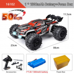 Uus 50KM/H 4x4 kaugjuhtimispuldiga auto LED-tuledega Maastikul 4x4 suure kiirusega Drift Monster Truck harjadeta v&otilde;idus&otilde;iduauto lastele ja t&auml;iskasvanutele M&auml;nguasjad Kingitus 1 battery punane