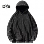 S&uuml;gisene meeste kapuuts lahtine paks lahtine suur plaaster tasku pikkade varrukatega vintage Unsiex hip hop t&auml;navar&otilde;ivad pullover &uuml;hev&auml;rviline naiste topp L must