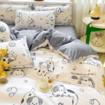 Kooli &uuml;hiselamu multifilmiprintidega kolmeosaline komplekt, v&auml;ike v&auml;rske voodilina ja tekikate, nahas&otilde;bralik neljaosaline komplekt 1.2m bed