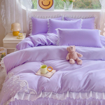 Pestud puuvillane neljaosaline komplekt Princess Wind pits voodi seelik tekk kattelina &uuml;hev&auml;rviline poleeritud voodipesu 1.5m bed lilla
