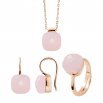 LOVA LOLA VAN DER KEEN - kaelakee, k&otilde;rvar&otilde;ngad, s&otilde;rmusekomplekt - t&otilde;eline roosa kristall - 925 h&otilde;be - v&auml;rv O