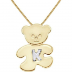 LEA &; ARTHUR - Laste ripatsi motiiv (KARUPOEG) kollaseks kullatud ja; (Kiri K) H&otilde;bedane 925 tuhandeid roodiumiga kaetud