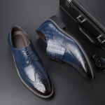 Meeste Klassikalised Retro Ehtsa Nahast Brogue Kingad Meeste Paeladega T&ouml;&ouml;- ja &Auml;rikingad Meeste Pulmapeo Oxfords EU SUURUS38-48 38 sinine
