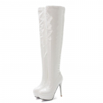 Mood &Uuml;lep&otilde;lvesaapad Naiste Seksikad K&otilde;rged Kontsad Pikad Saapad Must Punane Valge &Ouml;&ouml;klubipeo Fetish Kingad Daamile Suur suurus 34 must