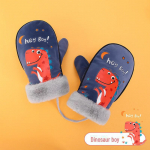 Laste talvised suusa- ja rattakindad - Libisemiskindlad, Kulumiskindlad, Sametvoodriga, Soojad, Tuulekindlad, Vett h&uuml;lgavad DRST23 DRST01; Dinosaur; ages 2 to 6 tumesinine