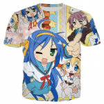 Lucky Star Jaapani anime T-s&auml;rk meeste naiste multifilm Loli &uuml;lisuur spordi 3D prinditud Harajuku t&auml;navar&otilde;ivad, laste topid 100cm