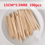 100 tk 15cm*5.5mm Bambusest Varras Tugev &Uuml;hekordne Grillimiseks Puuviljad Looduslikust Puidust Pulgad Grillipeo Toidu BBQ T&ouml;&ouml;riistad Tarvikud beige
