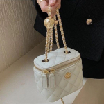 V&auml;ike &otilde;lakott Fashion Chain Strap Rhombus Bucket Bag Crossbody kott Small Size valge