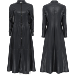 Steampunk stiilis gooti mootorratturite mantel Disco Party Pikk mantel Kunstnahast Trench Coat jope Mantel Kleit T&otilde;mblukuga Pahkluu pikkus Naistele Mehed S must