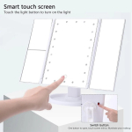 Kolmekordselt kokkuklapitav valgustusega kosmeetikapeegel 22 LED-valgustit Puuteekraan Meigipeegel 1X 2X 3X suurendatud meigipeegel roosa