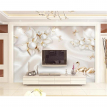 Luksuslik Lilleline 3D Suur Seinamaaling Ehted Luige Taust Seinamaaling 3D Seinapildid 200 cm(W) x 140 cm(H)